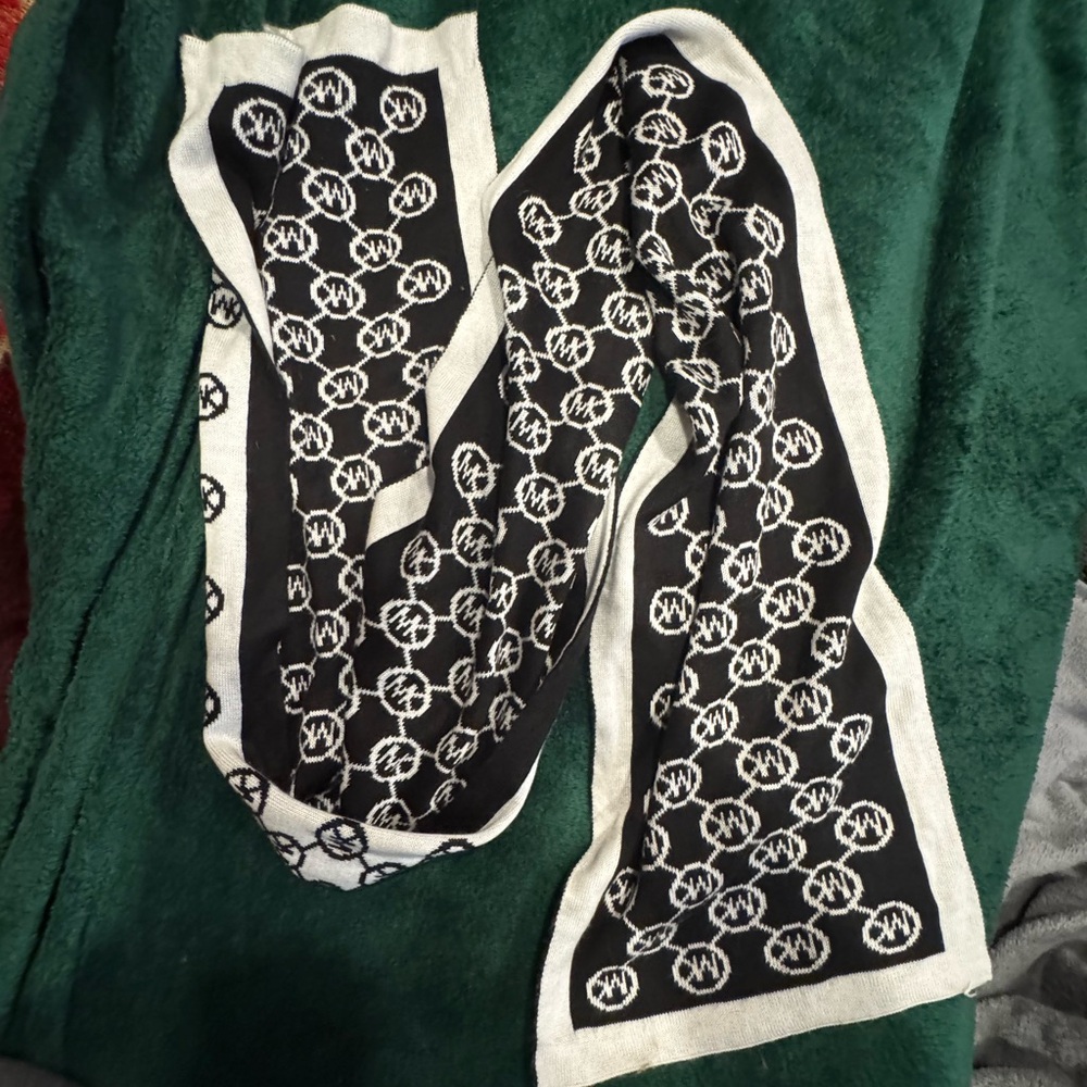 Michael Kors Black and White Logo Scarf